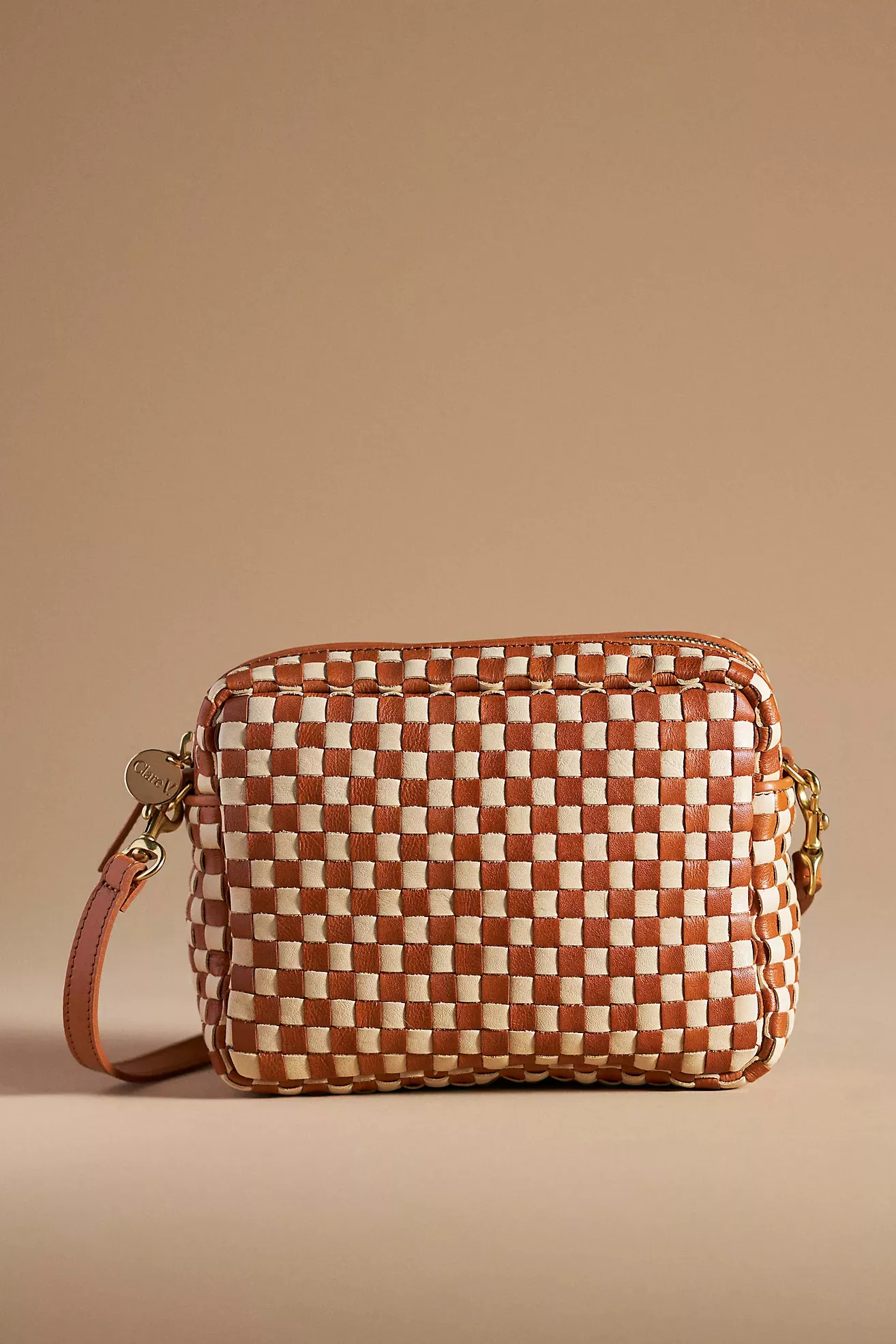Clare V. Midi Sac Checkerboard Leather Crossbody Bag