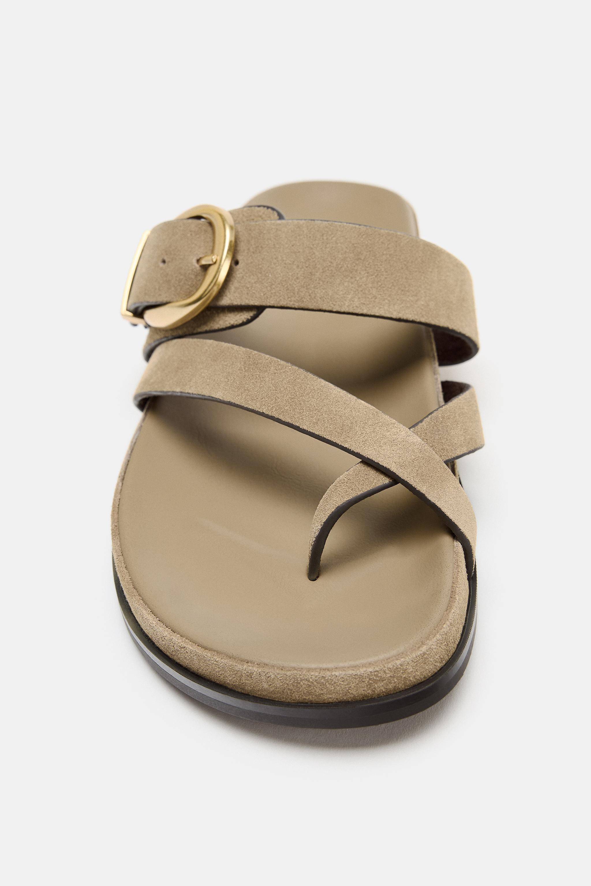 LEATHER BUCKLE SANDALS | Zara US