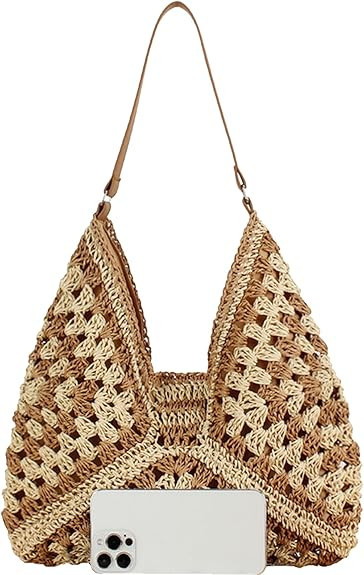 Large Straw Hobo Bags for Women Boho Aztec Shoulder Bag Woven Hobo Purse Designer Beach Bag for S... | Amazon (US)