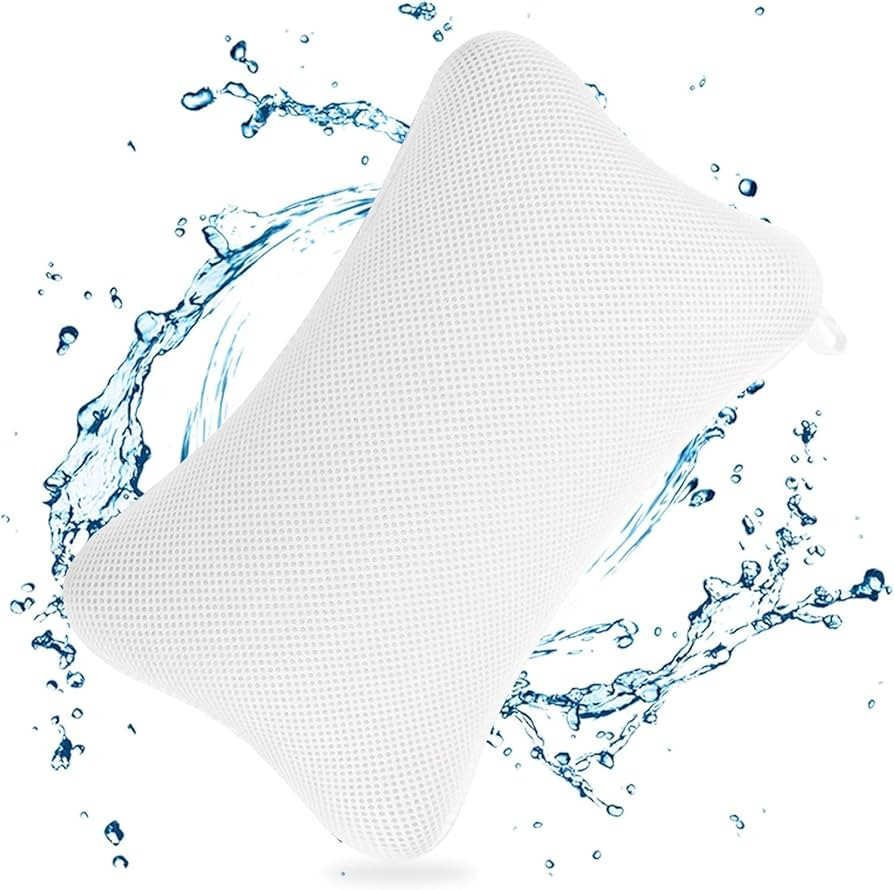 Badewannenkissen Weiß mit 4 Stück Saugnäpfen, Badewannenkissen Nacken, Kopfkissen für optimal... | Amazon (DE)