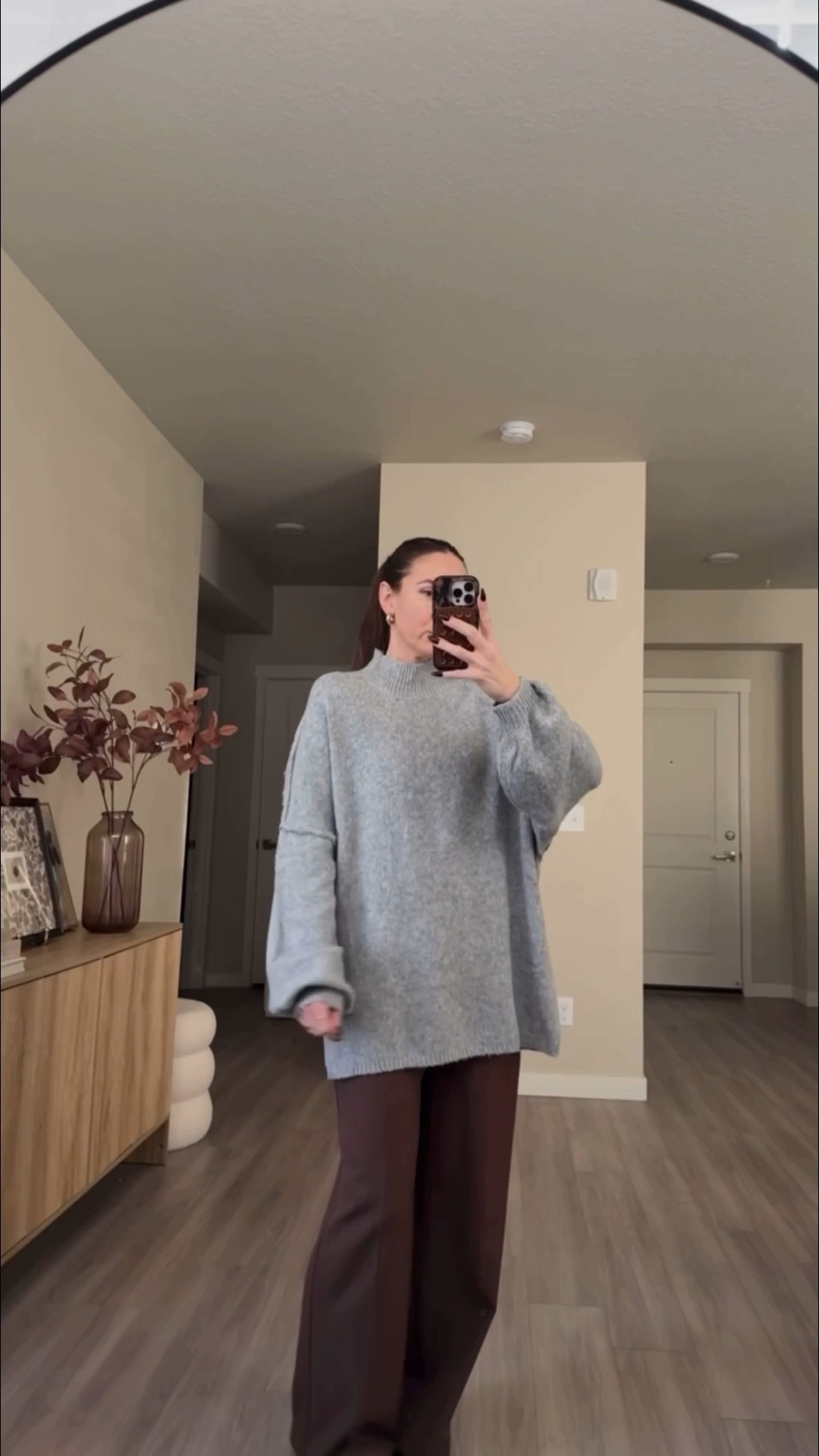 number one trending sweater on amazon right now!!

cozy sweater.  wearing medium.  no need to size up.  it's very oversized. 