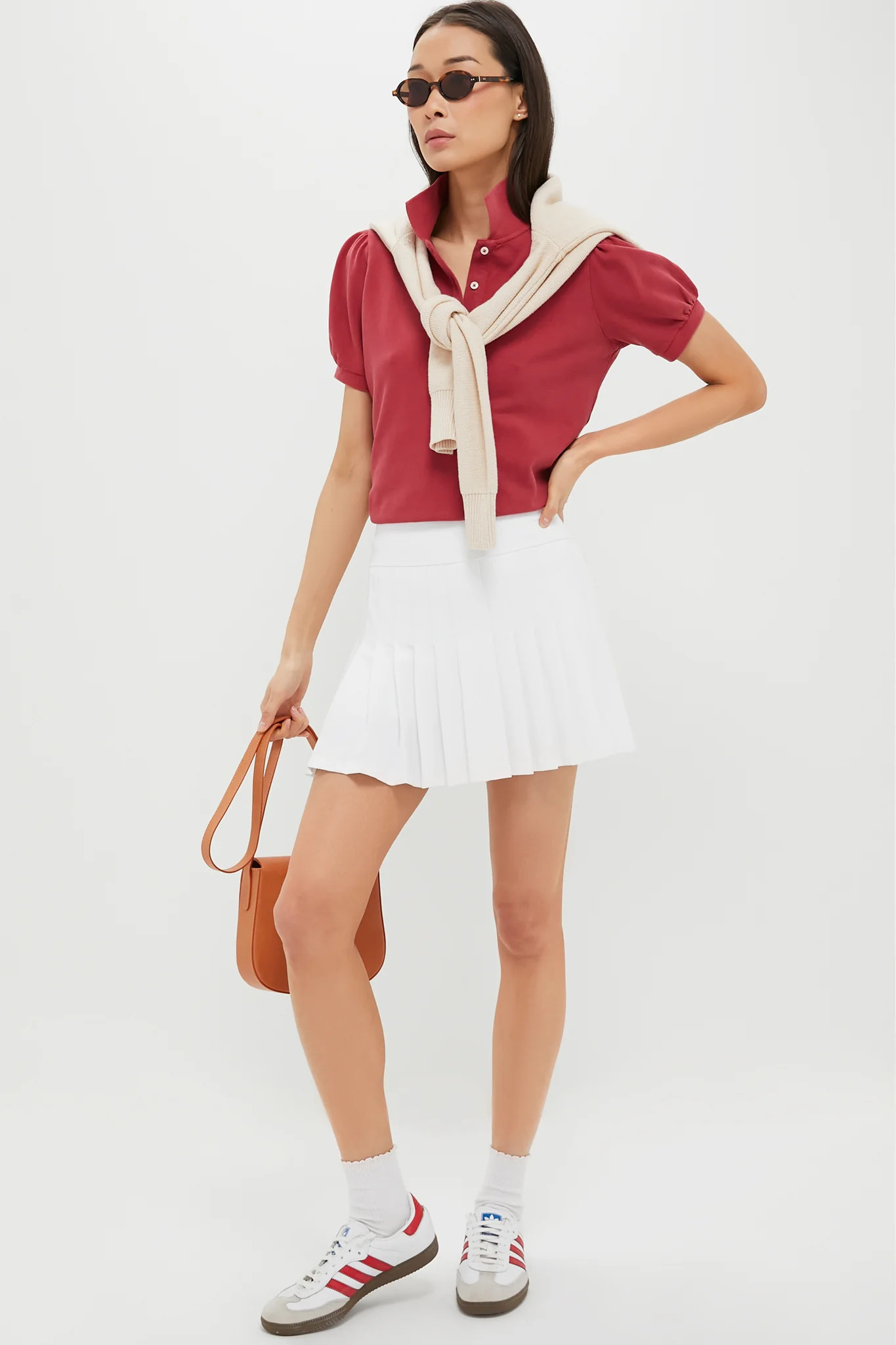 Red Pique Puff Sleeve Peggy Polo | Tuckernuck (US)