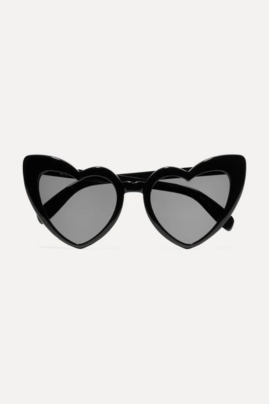 Saint Laurent - Loulou Heart-shaped Acetate Sunglasses - Black | NET-A-PORTER (US)