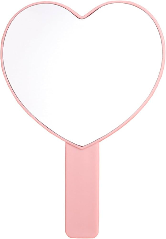 Handheld Heart Mirror with Handle - 1Pcs Small Travel Makeup Mirror Pink Hand Held Mirrors with H... | Amazon (US)