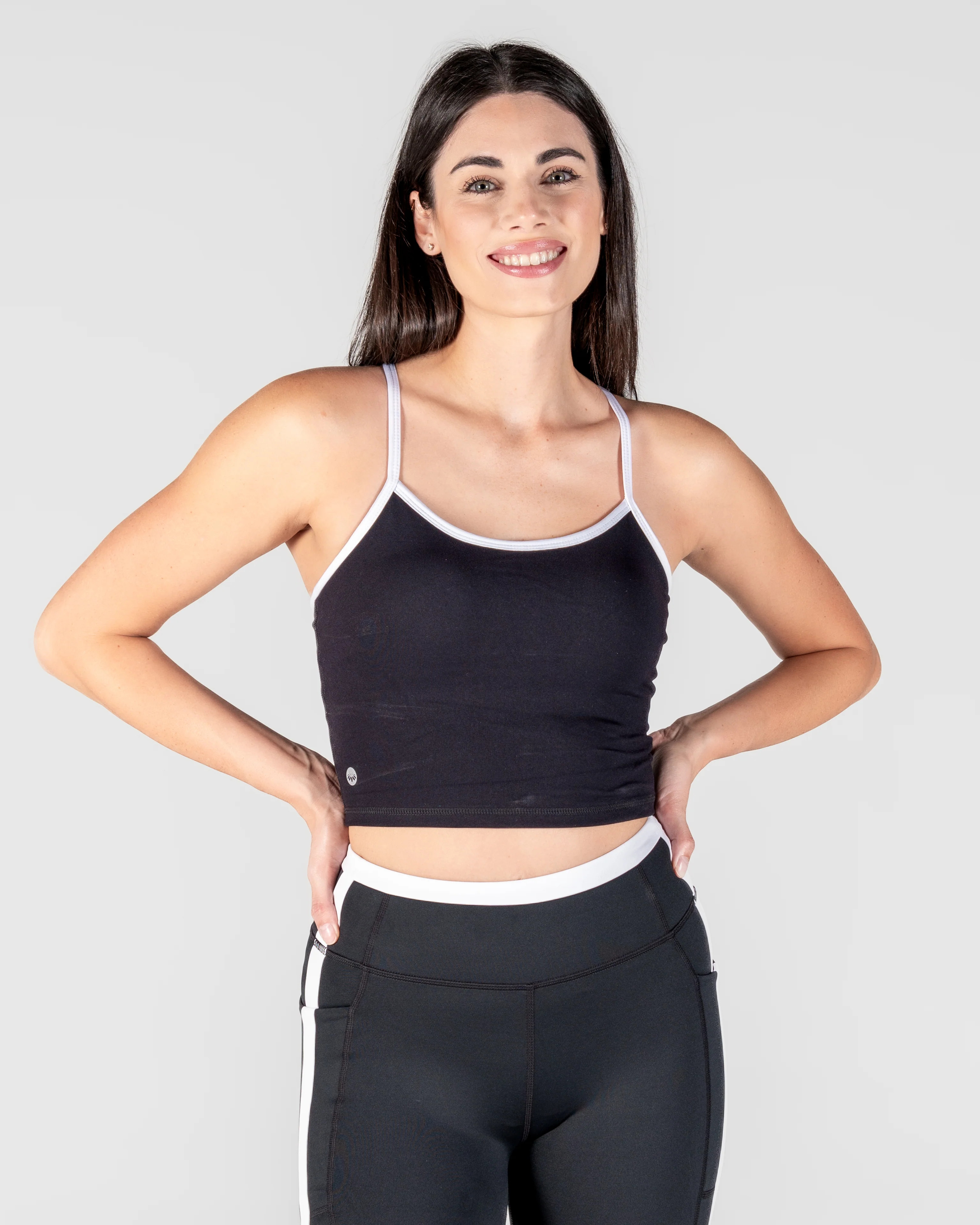 Sculpt Ava Crop Top - Black & White | Senita Athletics