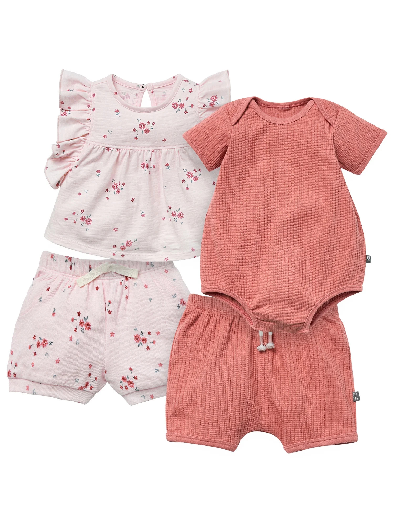 Modern Moments by Gerber Baby Neutral Organic 4-Piece Outfit Set, Sizes 0/3 Months - 24 Months | Walmart (US)