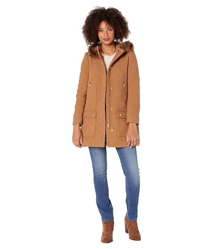 J.Crew Chateau Parka in Italian Stadium-Cloth Wool (Heather Acorn) Women's Coat | Zappos