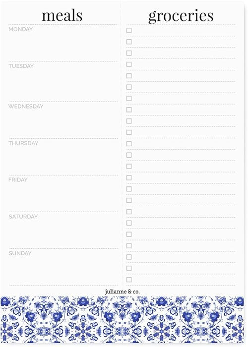 Weekly Magnetic Meal Planner Notepad By Julianne & Co - Food Planning Organizer And Grocery List ... | Amazon (US)