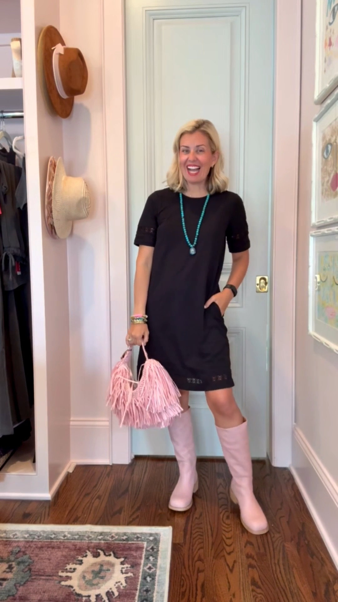 WOW now $64.08 with code DN7W… comes in five colors and would be a great game day dress as well!

I wish yall could see the details of this new dress in person and these boots!!! I’m in size 4 dress & 8 boots. 

Codes:
Allie + Bess - Catherine20

#LTKdayinmylife #LTKOver40 #LTKSeasonal