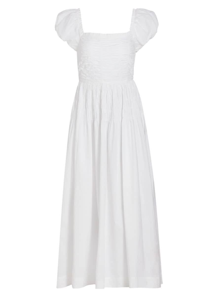 Katherina Smocked Cotton Midi-Dress | Saks Fifth Avenue