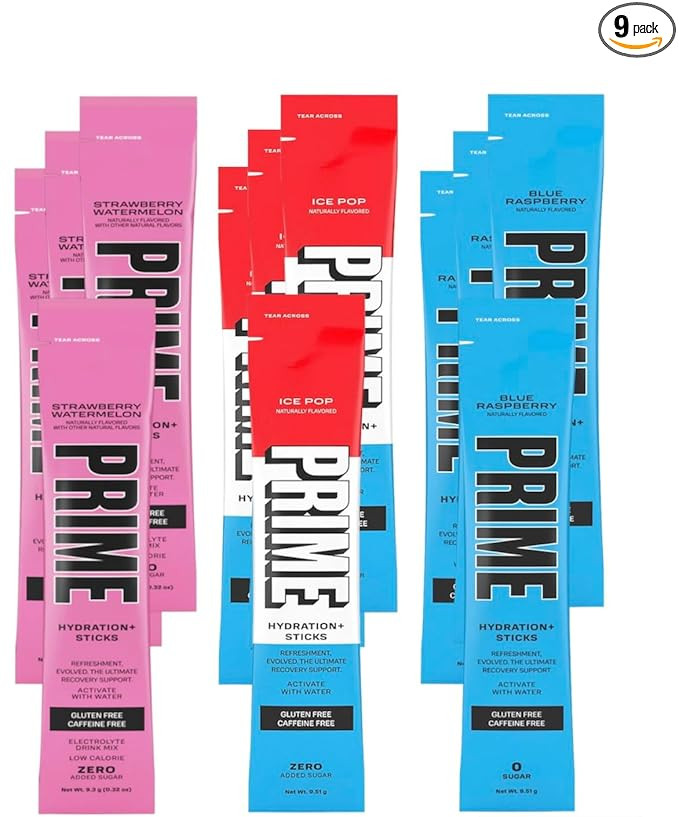 Prime Hydration+ Sticks Variety Pack - ICE POP, BLUE RASPBERRY, STRAWBERRY WATERMELON | Electroly... | Amazon (US)