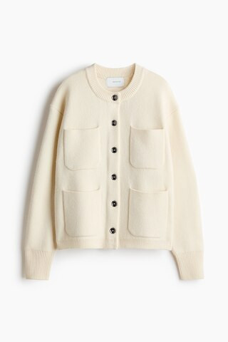 H & M - Wool-blend pocket-detail cardigan - Cream | H&M (UK, MY, IN, SG, PH, TW, HK)