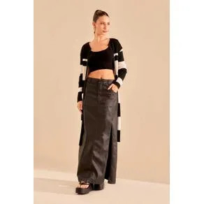 Cardigan Longo Tricot PRETO C/ OFF | OffPremium (BR)