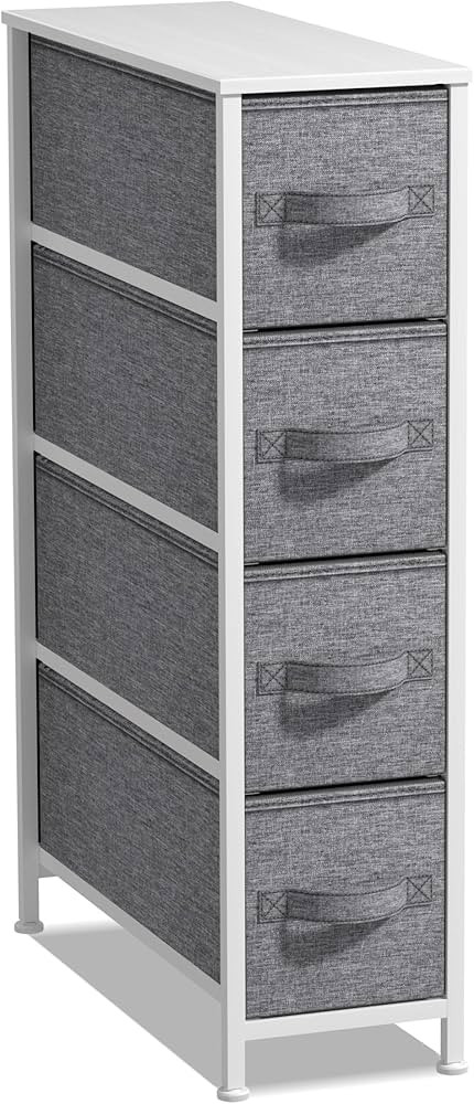 Sorbus Narrow Dresser with 4 Drawers - Vertical Slim Storage Chest of Drawers with Steel Frame, W... | Amazon (US)