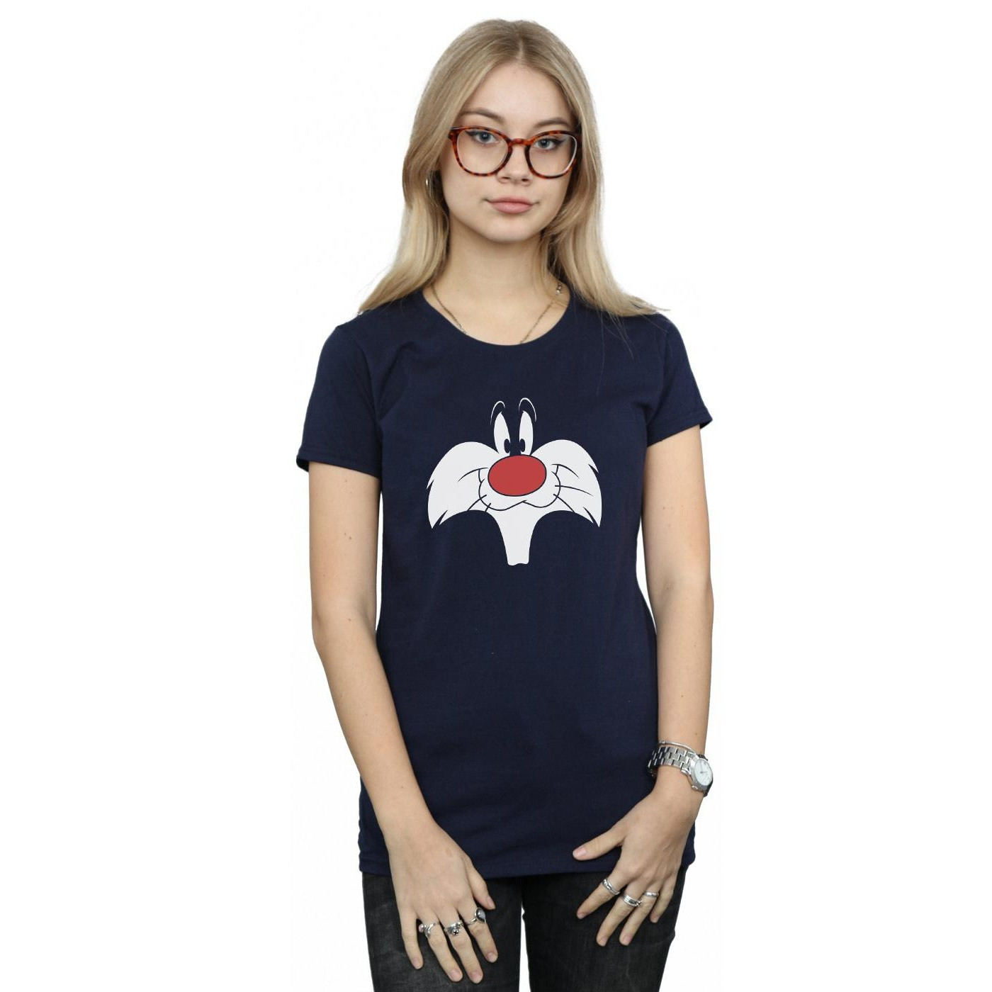 Looney Tunes Womens Sylvester Big Face Cotton T-Shirt | Walmart (US)