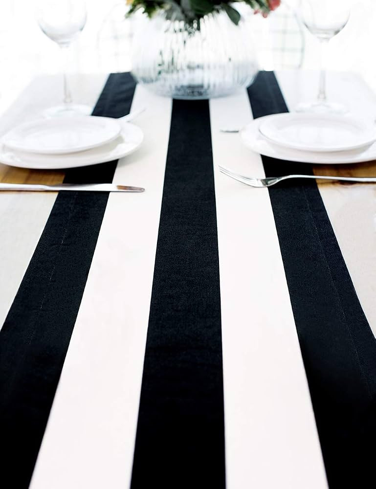 Black White Striped Table Runner Halloween Table Runner Classic Modern Wedding Beetlejuice Table ... | Amazon (US)