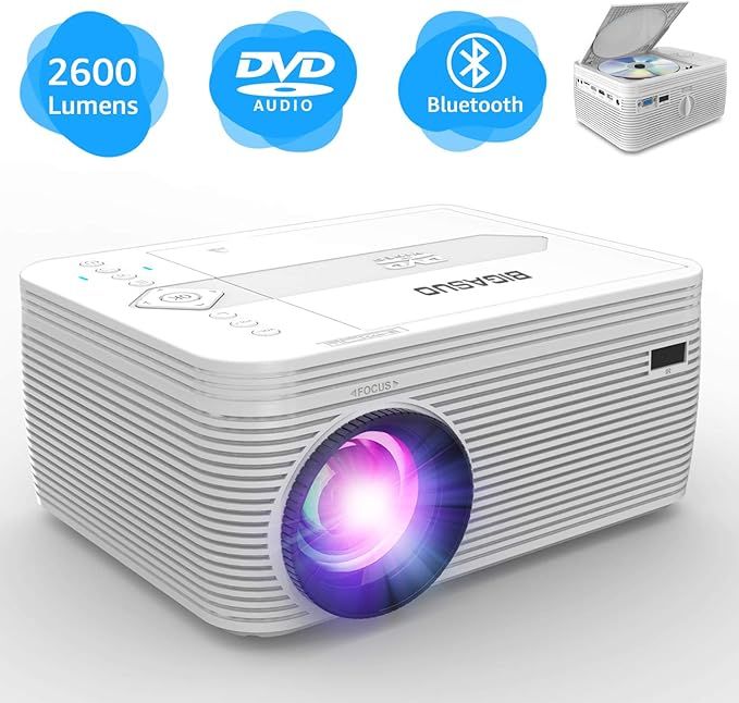 BIGASUO Projector with DVD Player, Portable Bluetooth Projector 2600 Lumens Built in DVD Player, ... | Amazon (US)