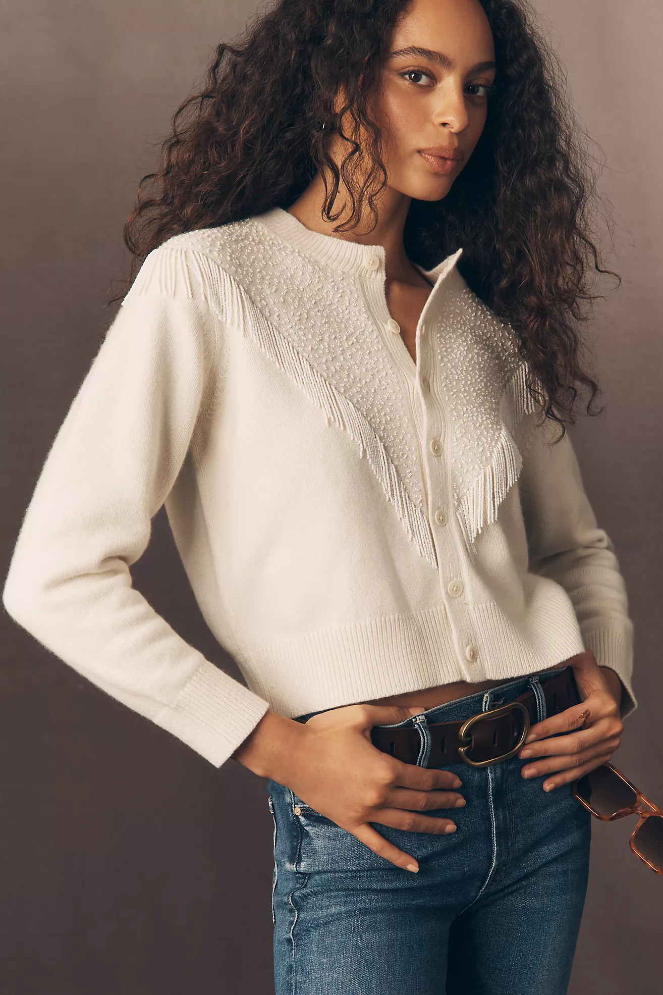 THE GREAT. Beaded Fringe Cardigan Sweater | Anthropologie (US)