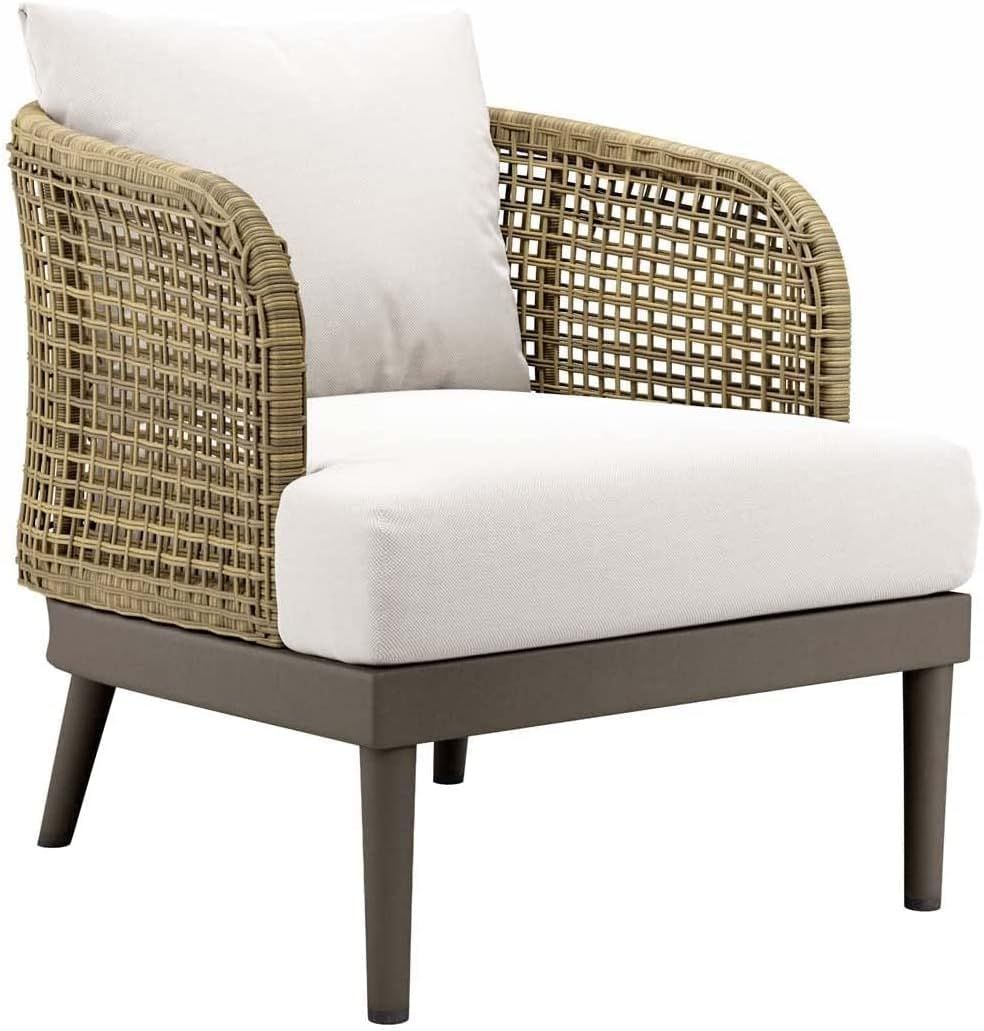 Modway Meadow Outdoor Patio Wicker Rattan, Armchair, Natural White | Amazon (US)
