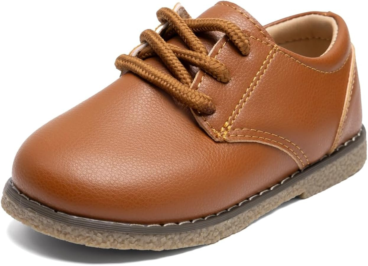Meckior Toddler Boys Girls Dress Shoes Little Kid Oxford Shoes Wedding Church Dress Shoes PU Leat... | Amazon (US)