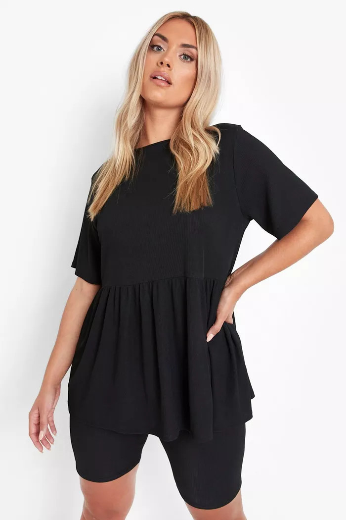 Plus Smock Top And Biker Shorts Set | boohoo (US & Canada)