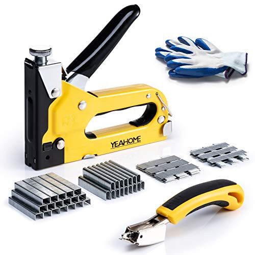 Upholstery 4 in 1 Staple Gun Heavy Duty, with 6000 Staples, Remover, Gloves, Manual Brad Nailer Power Adjustment Stapler Gun for Wood, Upholstery, Carpentry, Decoration DIY Staple Gun | Amazon (US)