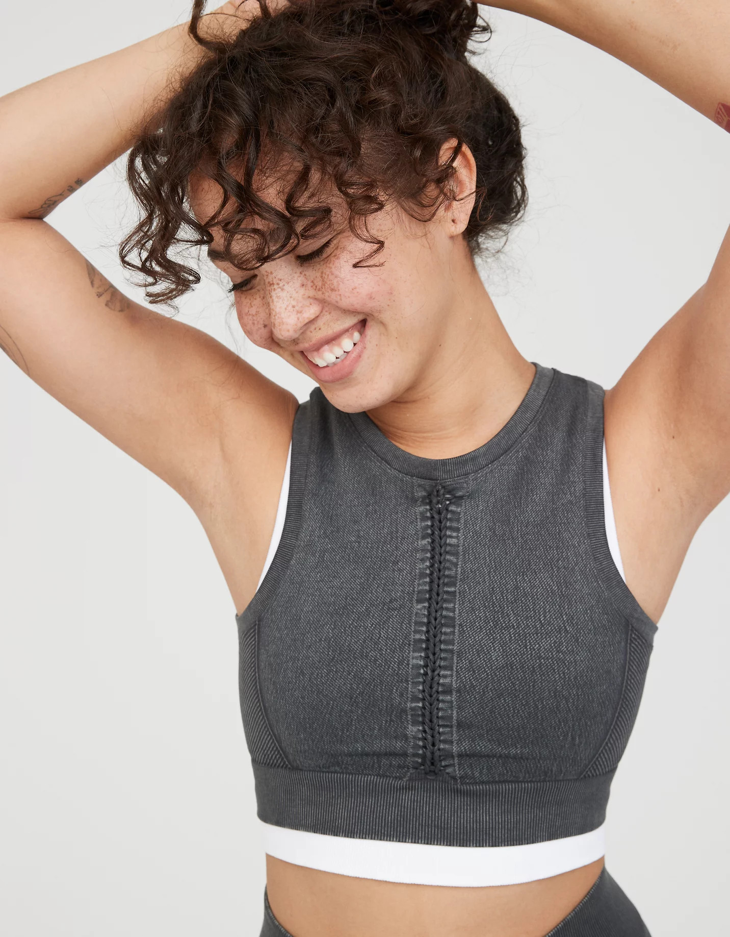 OFFLINE Seamless Macrame Longline Sports Bra | American Eagle Outfitters (US & CA)