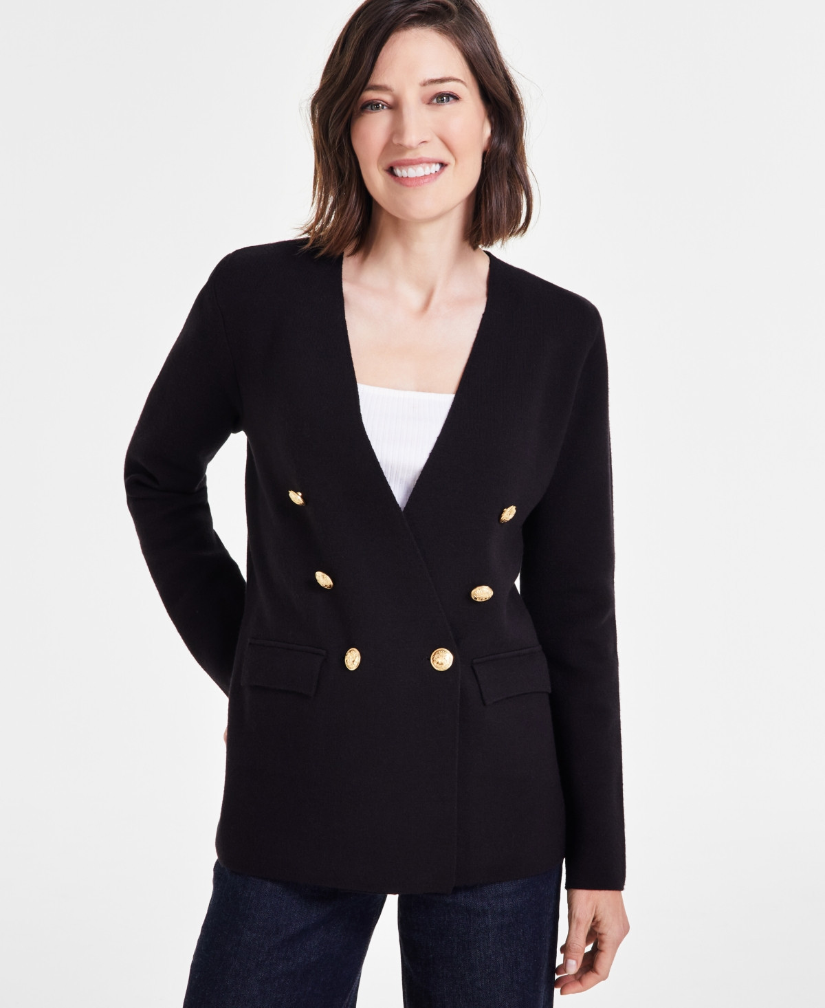 I.n.c. International Concepts Women's Sweater Blazer, Created for Macy's - Deep Black | Macy's