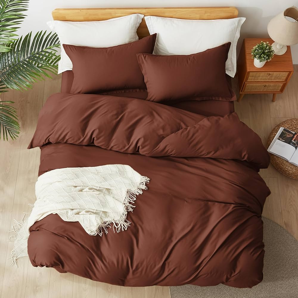 ALAZURIA Rust Duvet Cover Set King Size (3 Piece) for Kids Soft Prewashed with Zipper Closure, 4 ... | Amazon (US)
