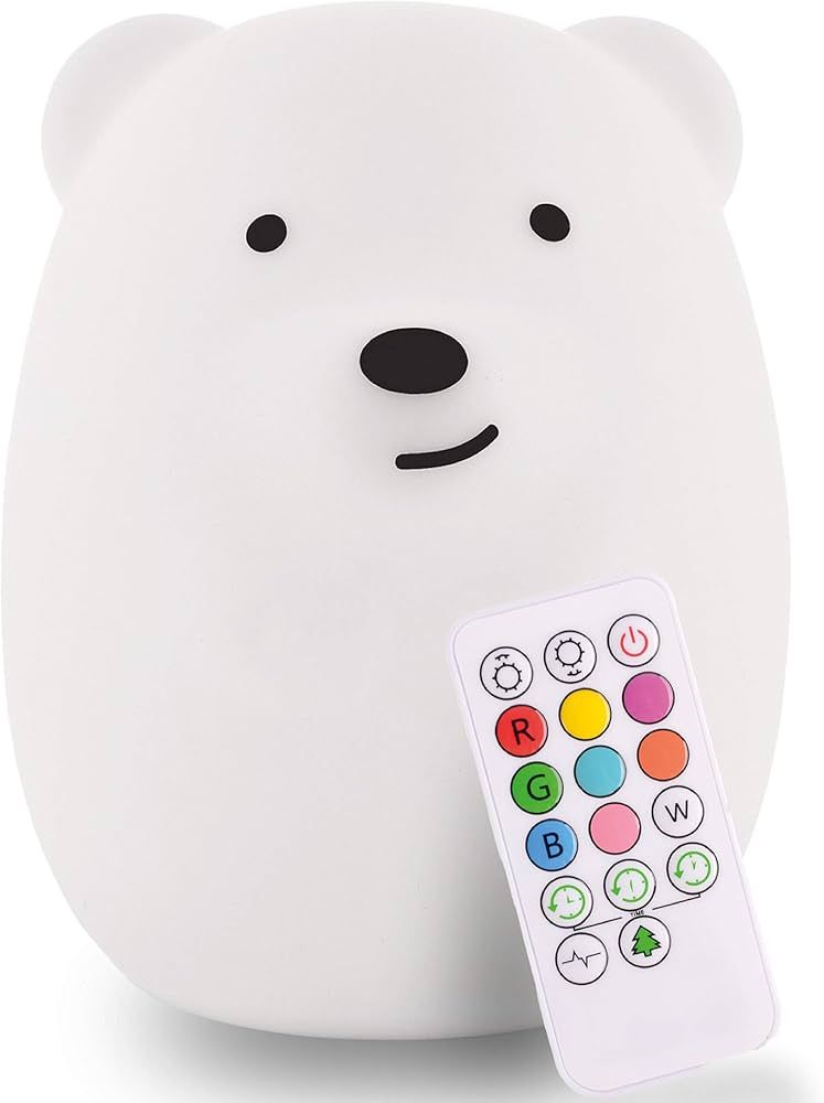Amazon.com : Lumipets Silicone Night Light for Kids, Bear - 9 Soft Colors, Remote Sleep Timer - R... | Amazon (US)