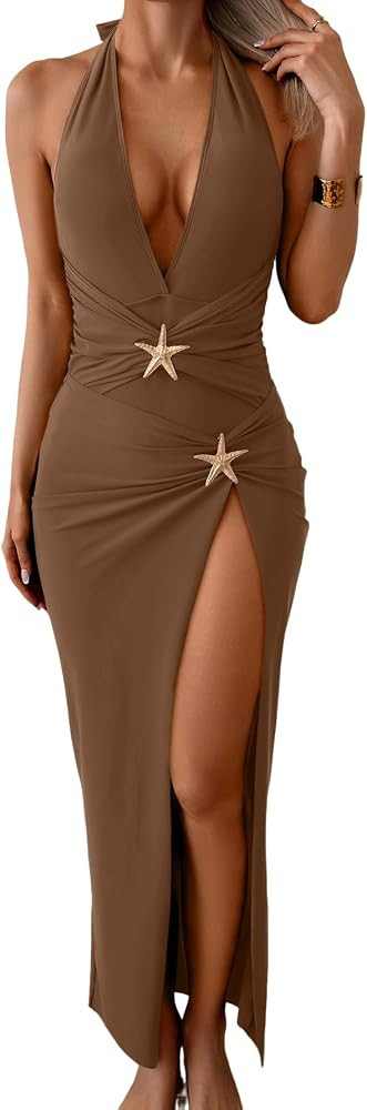 B2prity Women's Sexy Two Piece Swimsuit Tummy Control Halter Plunge One Piece Bathing Suit with C... | Amazon (US)