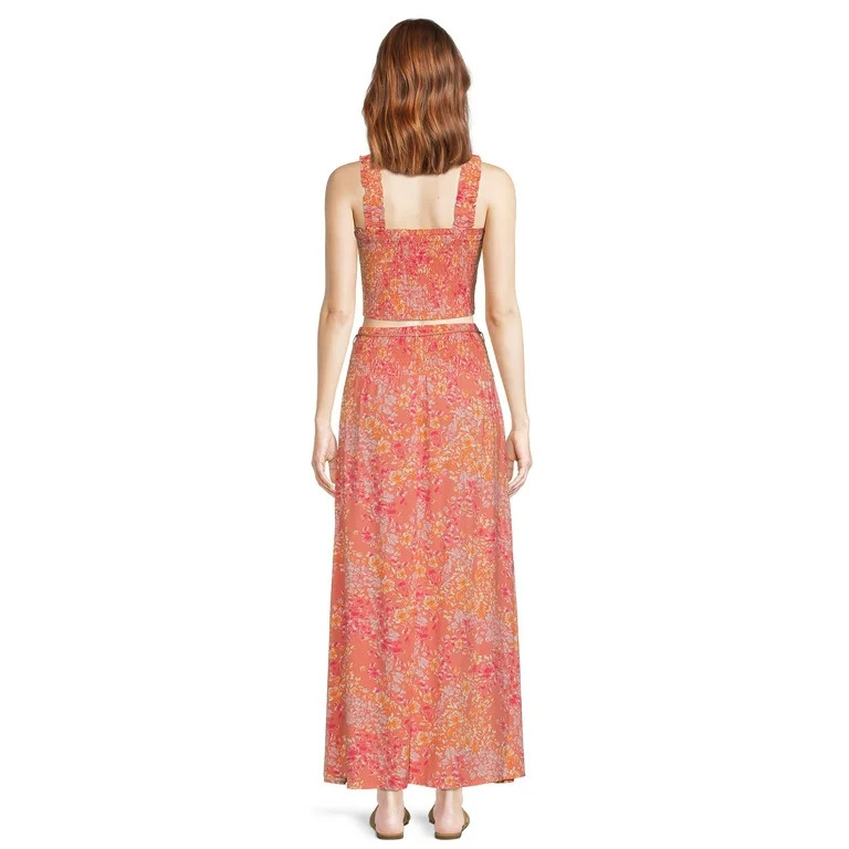 No Boundaries Juniors Smocked Crop Top and Maxi Skirt Set, 2-Piece, Sizes XS-XXXL | Walmart (US)