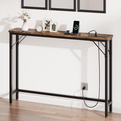 Sofa Table with Power Outlets - Narrow Console Table for Behind Couch | Target