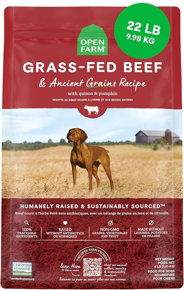 Open Farm, Ancient Grains Dry Dog Food, Protein-Rich & Nutrient Dense, 90% Animal Protein Mixed w... | Amazon (US)