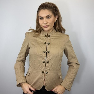 Y2K Tan Military-Inspired Button Jacket – Fitted Utility Blazer | eBay UK