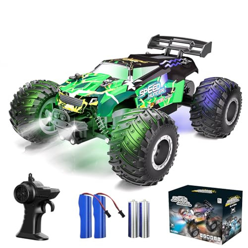 Vensico Remote Control Car RC Cars All Terrain Monster Truck, Outdoor 2WD Off Road Hobby RC Crawler Truck with 2 Rechargeable Batteries and Colorful Light, 20Km/h Fast RC Car Toys Gift for Kids Boys | Amazon (US)