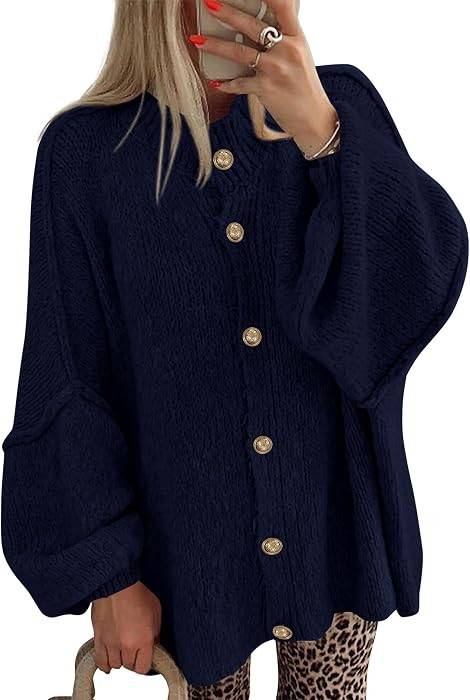 BTFBM Oversized Cardigan Sweaters for Women Casual 2026 Trendy Fall Clothes | Amazon (US)