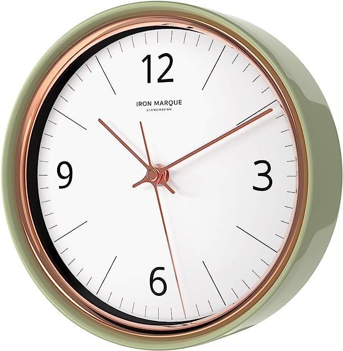 Silent Non Ticking Wall Clock Modern Décor for Home Office (Olive Green, 9 inch) | Amazon (US)