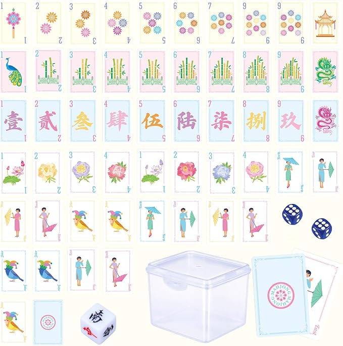 Thenshop 160 Pcs Mahjong Playing Cards Set American 3.4" x 2.2" Large Print Include Storage Box, ... | Amazon (US)