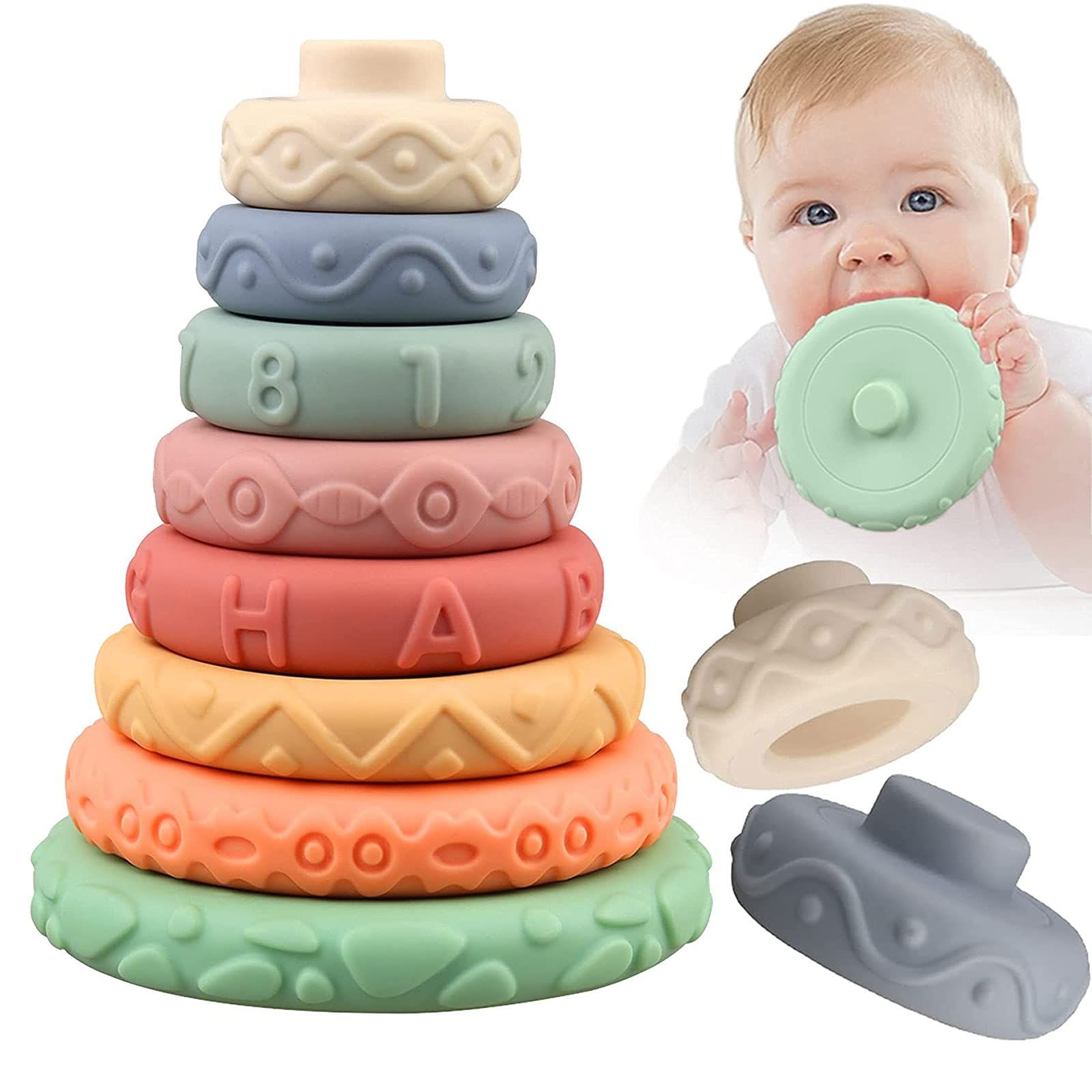 8 Pcs Stacking Rings Soft Toys for Babies 6 Months and up Old Girls Boys - Toddlers Sensory Educa... | Amazon (US)