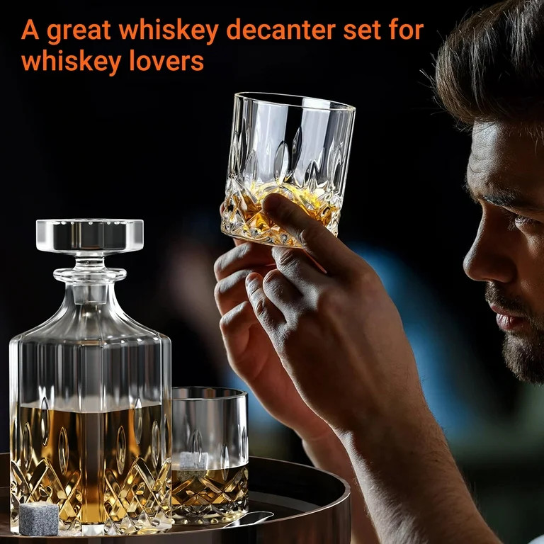 TINANA Whiskey Decanter Set with Glasses and Whiskey Stones, Whiskey Decanter Sets for Men, Valen... | Walmart (US)