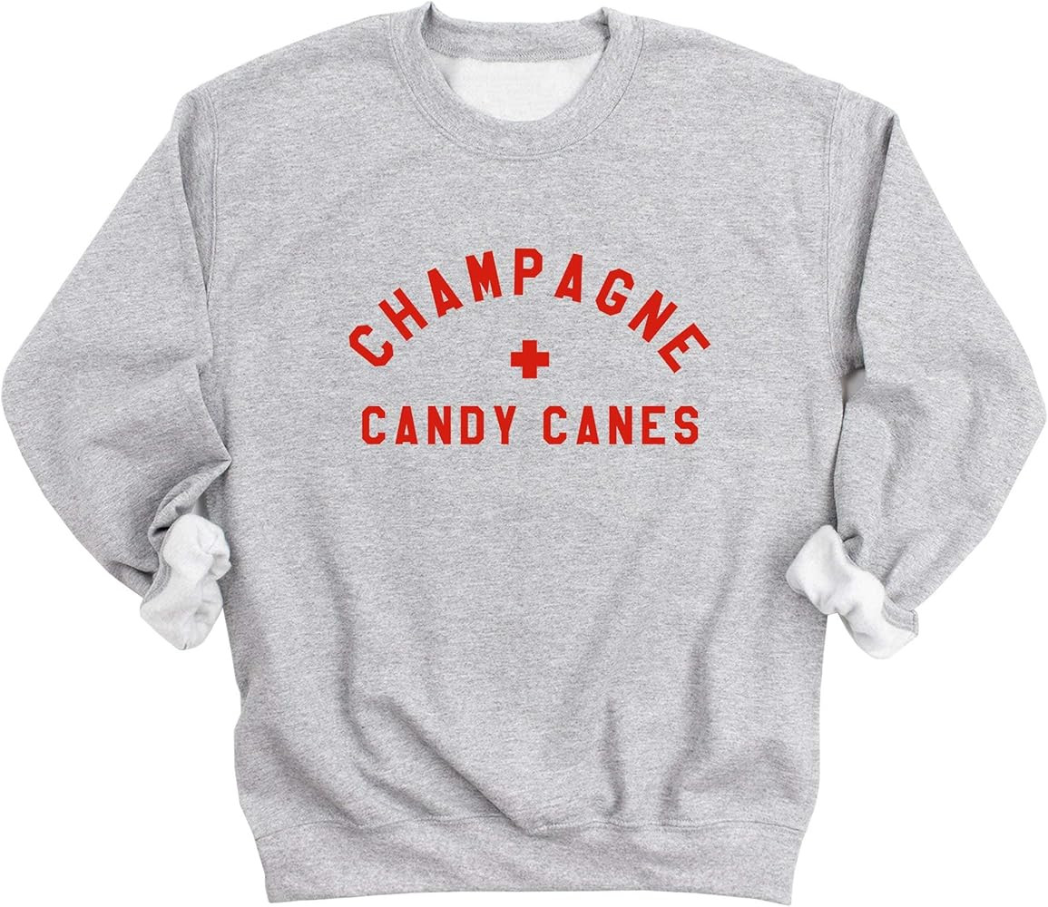 Champagne + Candy Canes Holidays Drinking Christmas Sweatshirt | Amazon (US)