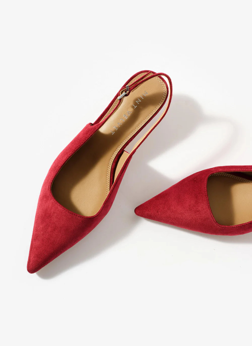 Mila Red Suede Slingback Kitten Heels | Mint Velvet