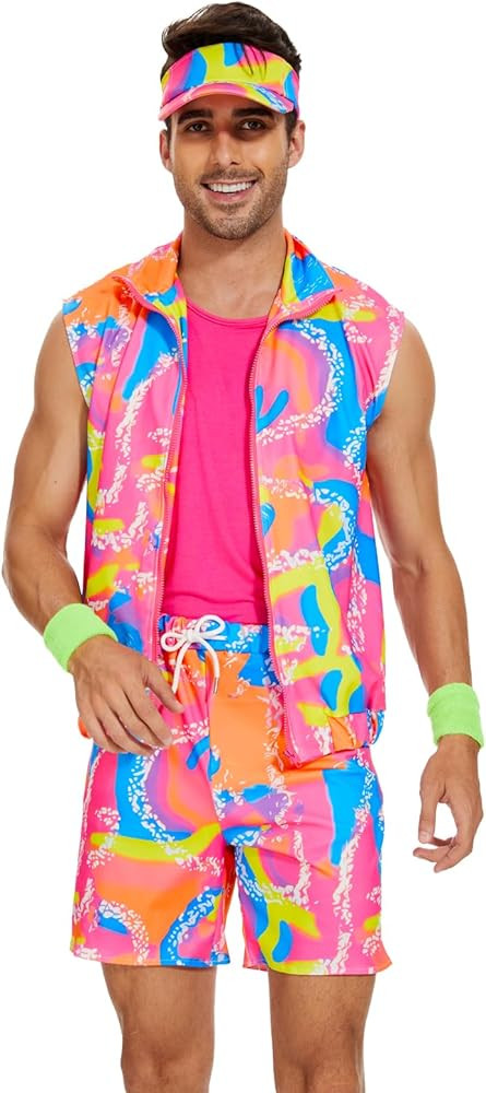 Yonroik 5 Pieces 80s Workout Costume for Men Halloween Cosplay 80s 90s Workout Outfit Party Cloth... | Amazon (US)