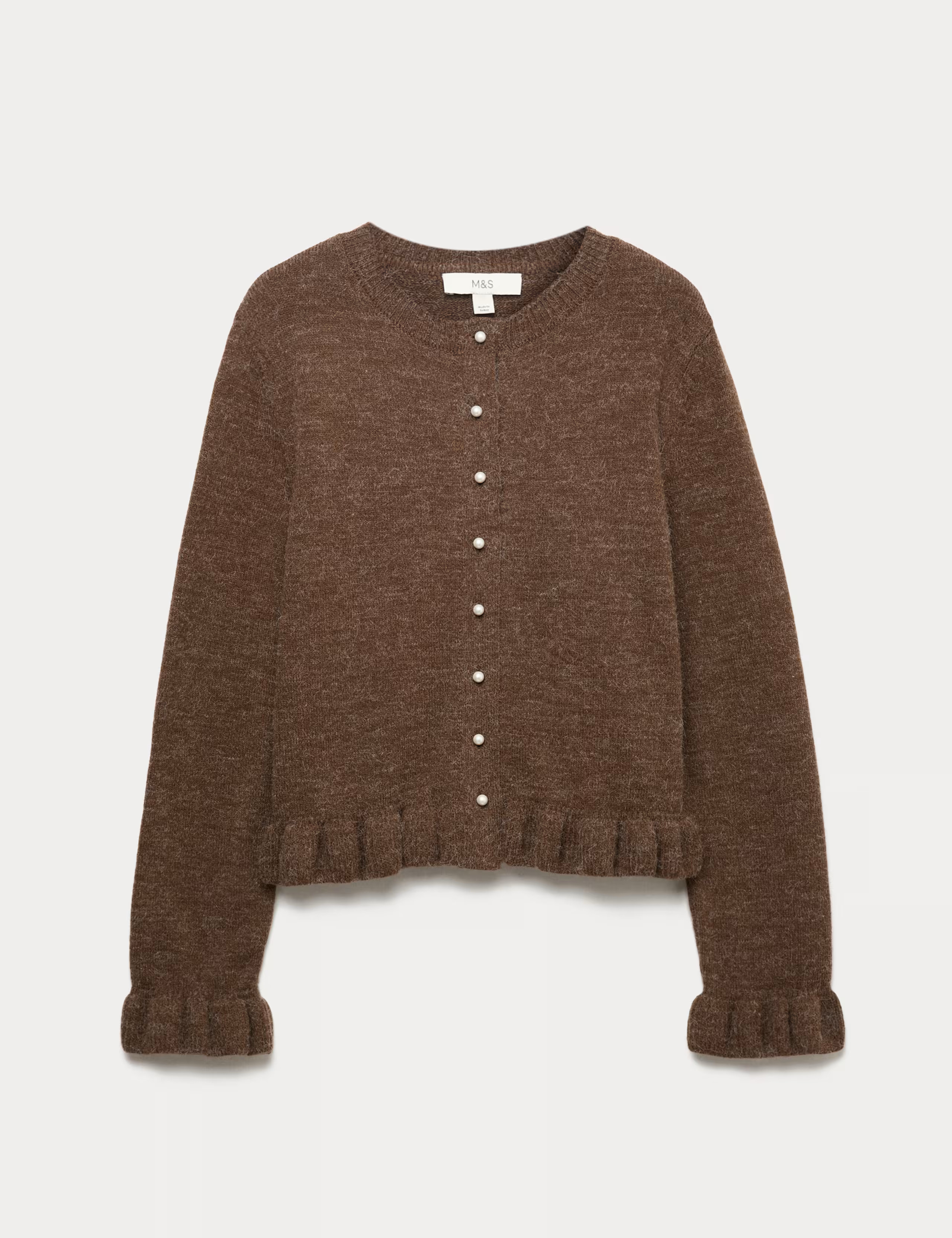 Textured Frill Detail Cardigan with Wool | Marks & Spencer (UK)