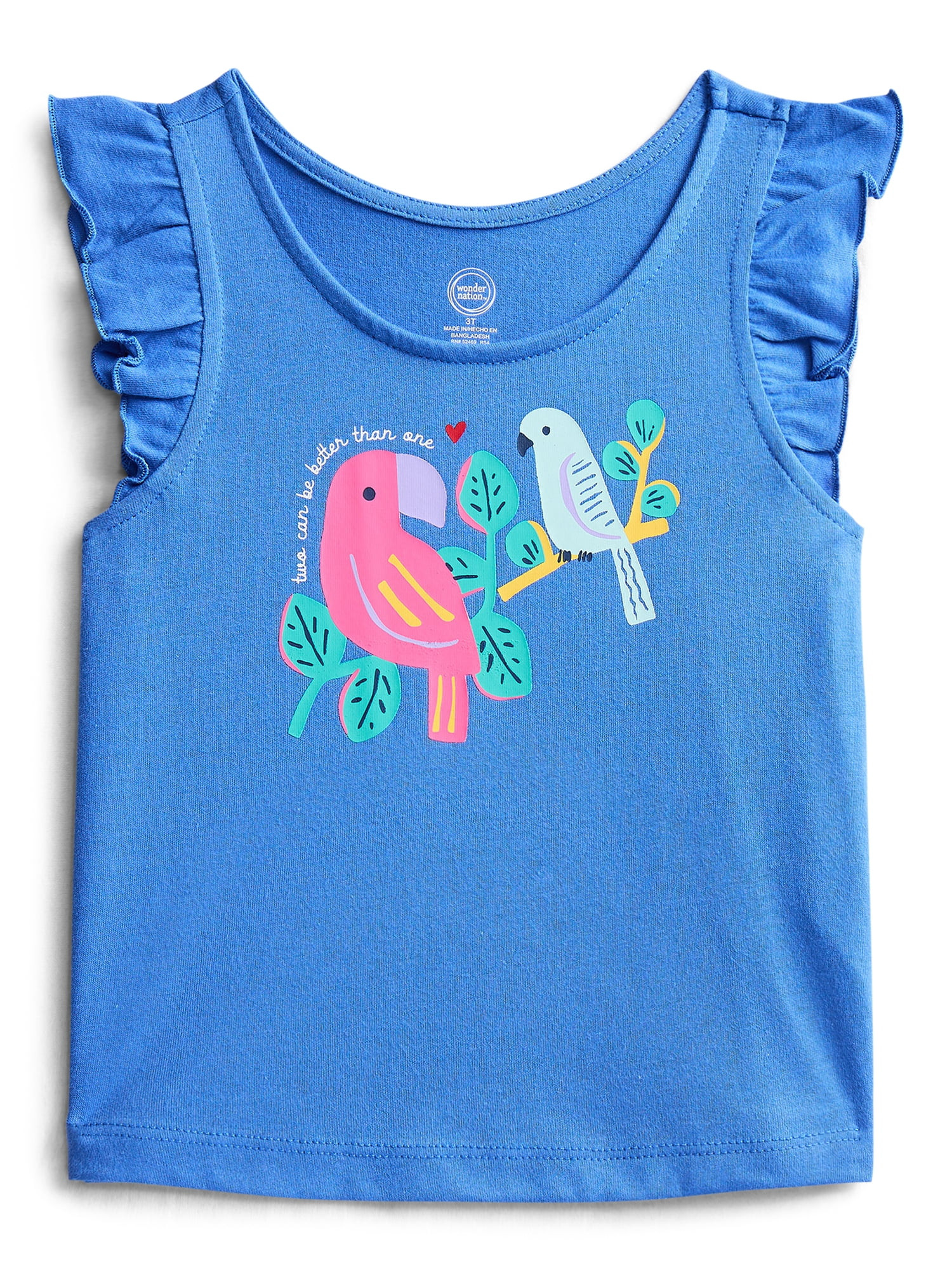 Wonder Nation Toddler Girls Graphic Tank Top with Ruffle Sleeves, Sizes 18M–5T | Walmart (US)