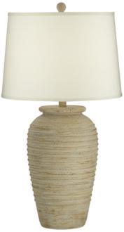Austin Sand Toned Ridged Southwest Rustic Jug Table Lamp (72K76) | LampsPlus.com