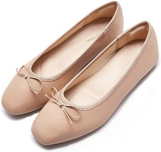 Women's Round Toe Ballet Flats Comfortable Bow Dressy Flats Shoes for Women | Amazon (US)