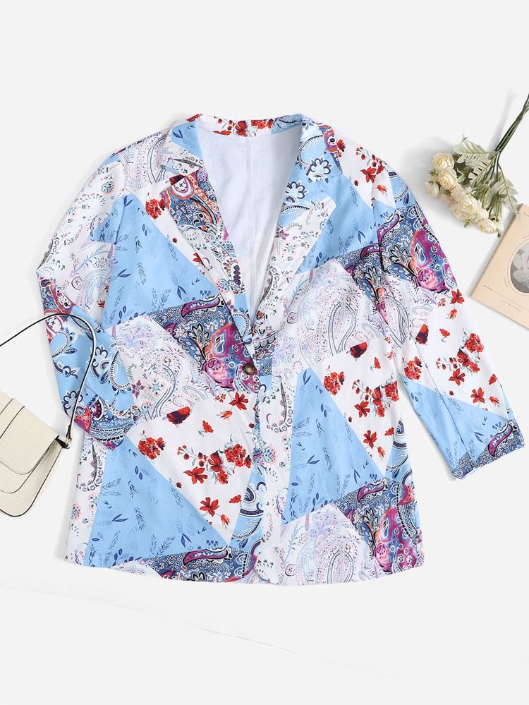 Plus Paisley & Floral Print Blazer | SHEIN