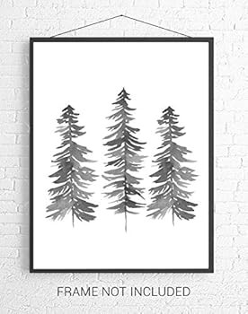Evergreen Pine Forest Trees Watercolor Wall Art - 11x14 UNFRAMED Abstract Modern Nordic-Look Deco... | Amazon (US)